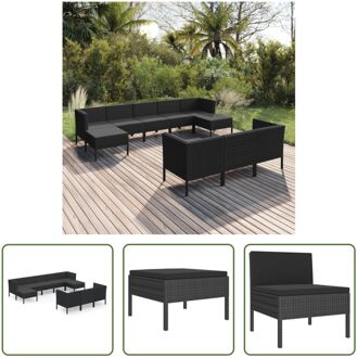 vidaXL Loungeset Tuinmeubelset - 57x69x69 cm - PE-rattan - staal en polyester Zwart