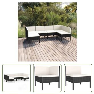 vidaXL Loungeset - Tuinmeubelset - 57x69x69 cm - Zwart - Crèmewitte kussens