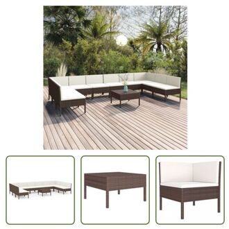 vidaXL Loungeset Tuinmeubelset - 60x60x35cm - Bruin - PE-rattan - Gepoedercoat staal