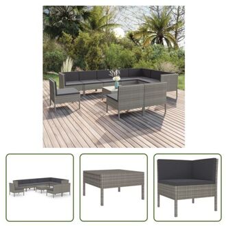 vidaXL Loungeset Tuinmeubelset - Grijs - PE-rattan en gepoedercoat staal - Afmetingen tafel- 60x60x35cm