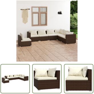 vidaXL Loungeset - tuinmeubelset - Modulair design - Bruin - PE-rattan - Stevig frame