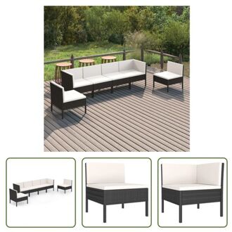 vidaXL Loungeset - tuinmeubelset - Zwart - PE-rattan - Gepoedercoat staal - Inclusief kussens