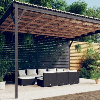 vidaXL Loungeset V5 - 10-delige modulaire tuinset - 6 middenbanken - 2 hoekbanken - 2 voetenbanken - Zwart