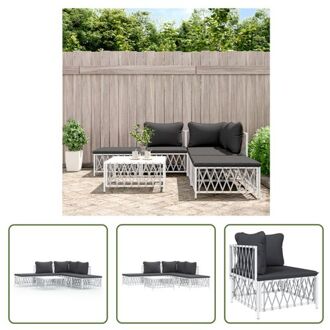 vidaXL Loungeset - Wit - Tuinhoekbank 72x72x66cm - Tuinmiddenbank 70x72x66cm - Tuinvoetenbank/tafel