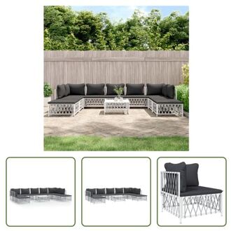 vidaXL loungeset - wit - tuinhoekbank - tuinmiddenbank - tuinvoetenbank/tafel - 72x72x66 cm - geweven stof