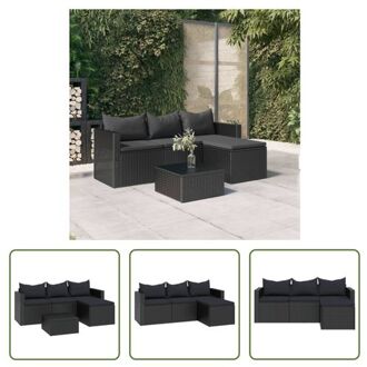 vidaXL Loungeset Zwart 3-zitsbank - 176x64x60.5 cm - Comfortabele kussens - Stabiel frame - Flexibel ontwerp