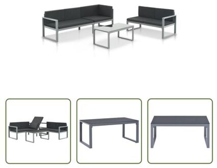 vidaXL Loungeset - Zwart - Gepoedercoat aluminium - 125 x 66 x 64.5 cm - Weerbestendig