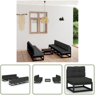 vidaXL loungeset zwart grenenhout - 70 x 70 x 67 cm - inclusief kussens