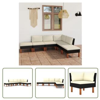 vidaXL Loungeset - zwart - middenbank- 60.5 x 64.5 x 67 cm - hoekbank- 64.5 x 64.5 x 67 cm - voetenbank- 60 x