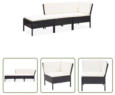 vidaXL Loungeset - Zwart - PE-rattan - 57x69x67 cm - Modulair