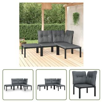 vidaXL Loungeset Zwart - PE-rattan en gepoedercoat staal - 62x62x68 cm - Weerbestendig materiaal - Stabiel en