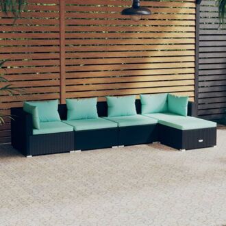 vidaXL loungeset zwart - PE-rattan - modulair design - comfortabele kussens - 5 zitkussens - 6 rugkussens