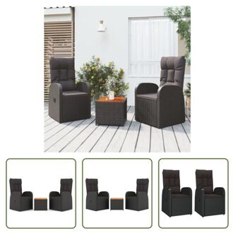 vidaXL Loungeset - Zwart PE-rattan/Staal - 57 x 69 x 106 cm - Verstelbaar - Comfortabele kussens