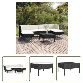 vidaXL Loungeset Zwarte PE-rattan - 60x60x35 cm - inclusief kussens