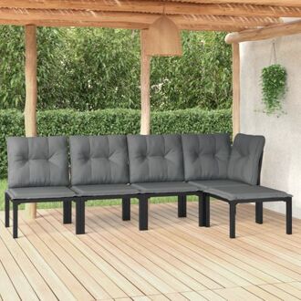 vidaXL loungeset Zwarte PE-rattan - modulair ontwerp - weerbestendig - stabiel frame - comfortabele