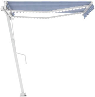 vidaXL Luifel automatisch met LED en windsensor 350x250 cm blauw wit