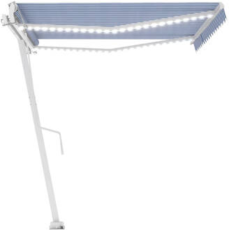 vidaXL Luifel automatisch met LED en windsensor 450x300 cm blauw wit