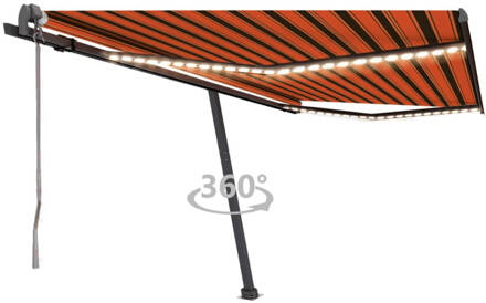 vidaXL Luifel automatisch met LED windsensor 400x300 cm oranje bruin Multicolor