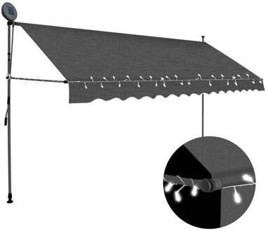 vidaXL Luifel handmatig uittrekbaar met LED 350 cm antraciet