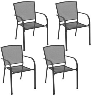 vidaXL Mesh stoelen - Set van 4 - 58.5 x 55 x 88 cm - Antraciet Grijs