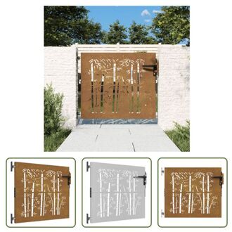 vidaXL Metalen Tuinpoort - Cortenstaal - 85 x 3 x 100 cm - Roestig