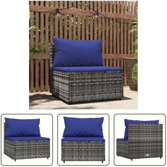 vidaXL Middenbank Grijs - 63x63x57.5 cm - PE-rattan - Stevig frame - Modulair ontwerp - Comfortabele