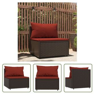 vidaXL Moderne Tuinmiddenbank - 63 x 63 x 57.5 cm - Weerbestendig PE-rattan - Stabiel gepoedercoat stalen Bruin