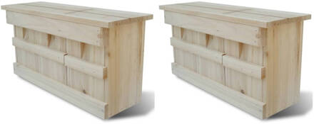 vidaXL Mussenhuizen 2 st 44x15,5x21,5 cm hout Bruin