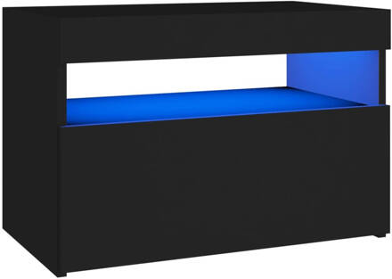 vidaXL Nachtkastje met LED-verlichting 60x35x40 cm bewerkt hout zwart