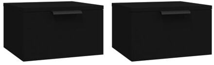 vidaXL Nachtkastjes wandgemonteerd 2 st 34x30x20 cm zwart