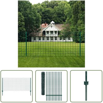 vidaXL Omheining PVC-gecoat staal - 20x1.5m - Groen - 11 palen