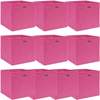 vidaXL Opbergboxen 10 st 32x32x32 cm stof roze