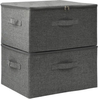 vidaXL Opbergboxen 2 st 43x34x23 cm stof antracietkleurig