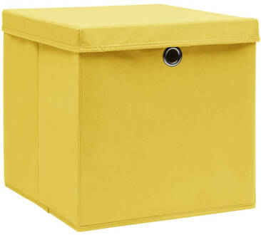 vidaXL Opbergboxen met deksels 10 st 28x28x28 cm geel