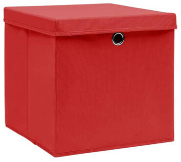 vidaXL Opbergboxen met deksels 10 st 28x28x28 cm rood