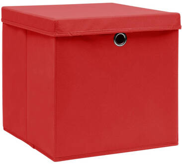 vidaXL Opbergboxen met deksels 4 st 28x28x28 cm rood