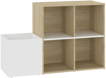 vidaXL Opbergkast 105x35,5x70 cm spaanplaat wit en sonoma eikenkleurig Beige