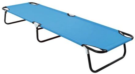 vidaXL Opvouwbaar Campingbed - Loungebed - Turquoiseblauw 190x58x28cm - Roestvrijstalen frame - Draagvermogen