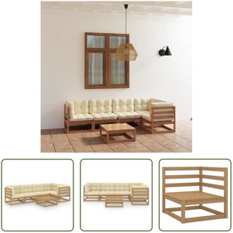 vidaXL Outdoor Lounge Set - Massief grenenhout - Honingbruin - 70x70x67cm - Inclusief kussens