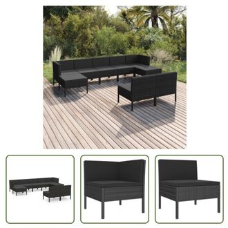 vidaXL Outdoor Loungeset - Zwart - PE-rattan - Gepoedercoat staal - Modulair design