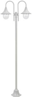 vidaXL Paalverlichting tuin E27 220 cm aluminium wit 2-delig