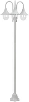 vidaXL Paalverlichting tuin E27 220 cm aluminium wit 3-delig