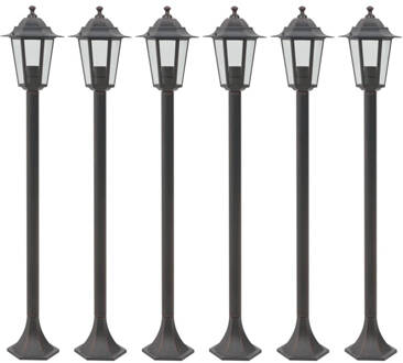 vidaXL Paalverlichting voor tuin E27 110 cm aluminium brons 6 st