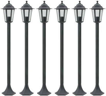 vidaXL Paalverlichting voor tuin E27 110 cm aluminium donkergroen 6 st