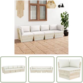 vidaXL Pallet Bank - 60 x 60 x 65 cm - Geïmpregneerd vurenhout Crème