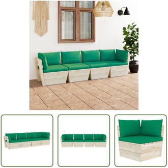 vidaXL Pallet Bank - 60x60x65 cm - Groen Kussen - Geïmpregneerd Vurenhout en Stof (100% Polyester)