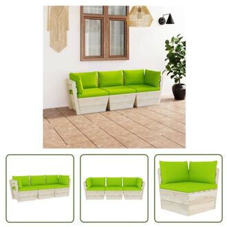 vidaXL Pallet Bank - Houten - 3-zits - Helder Groene Kussens - 60x60x65cm