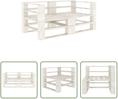 vidaXL Pallet Bank - Tuinmeubelen - 140 x 67.5 x 60.8 cm - Grenenhout - Wit