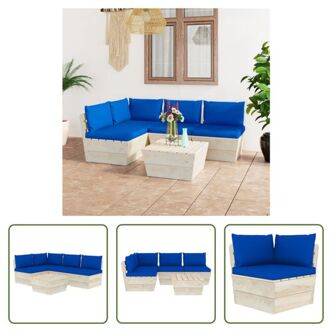 vidaXL Pallet Lounge Set - 5-delig - Blauw - 60x60x65 cm - Geïmpregneerd vurenhout