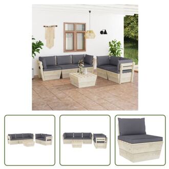 vidaXL Pallet Lounge Set - 6-delig - Vurenhout - Antraciet Grijs